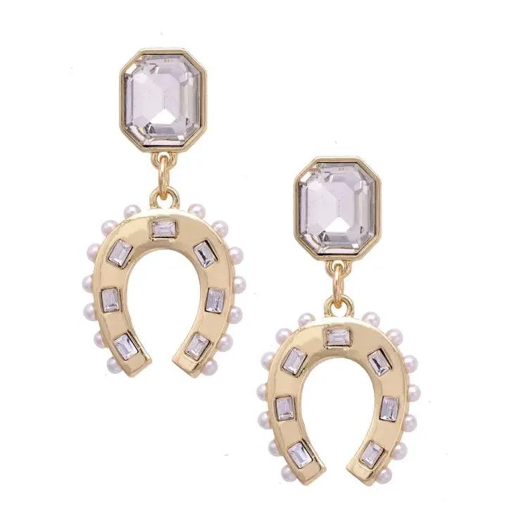 Canvas Cowgirl Horseshoe Earrings